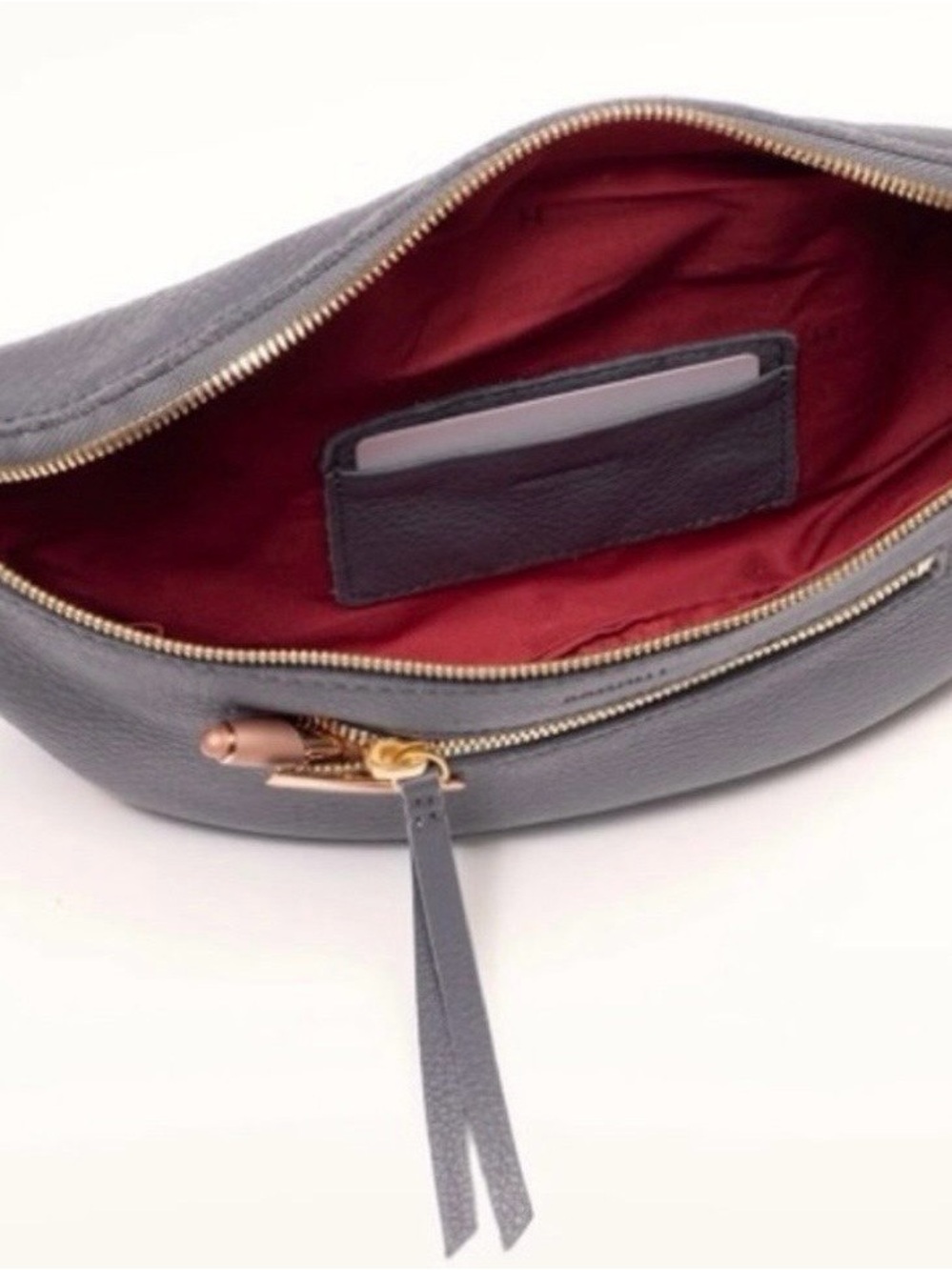 🆕 ✨HAMMITT Charles Medium Sonnet Grey Leather Brushed Gold Crossbody Bag - Picture 4 of 11